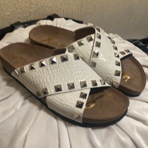 White studded slide NWOT